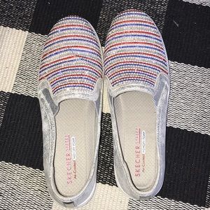 Red White and Blue sketchers sneakers